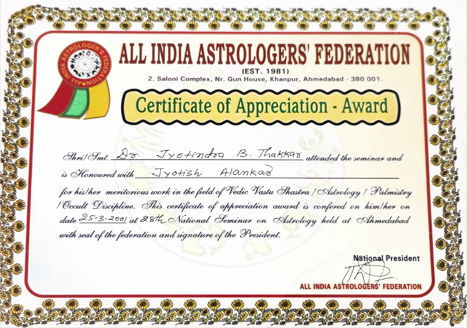 Astrology Certificate